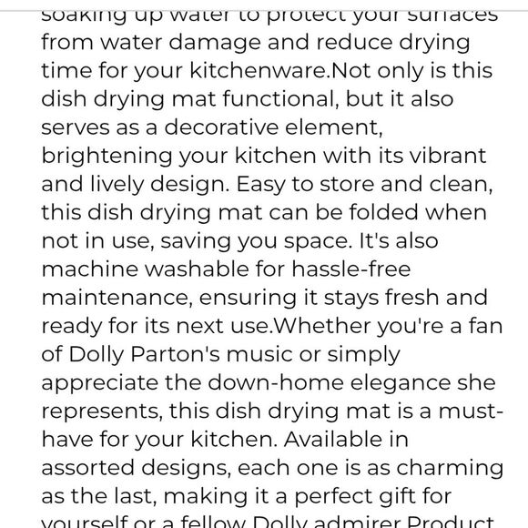 Dolly Parton Checkered Dish Drying Mat- Red/White - Picture 5 of 6